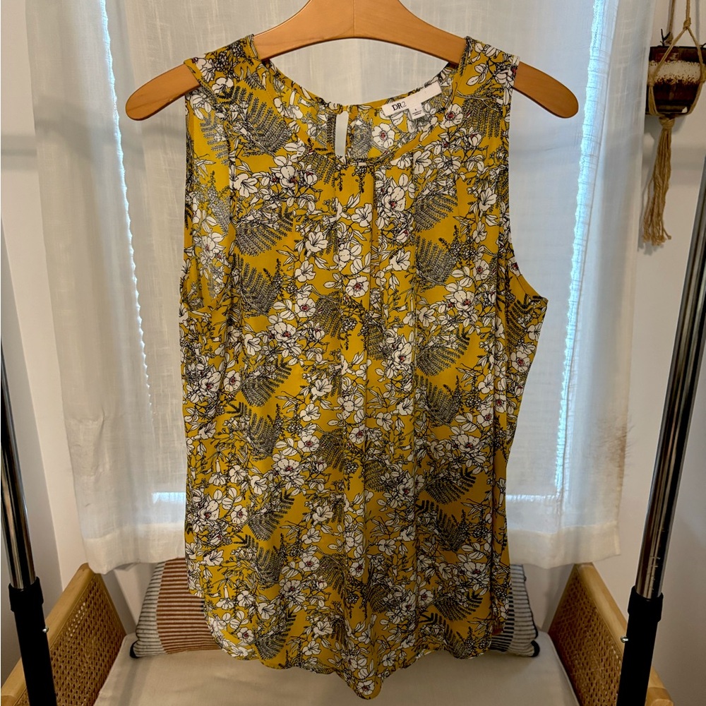 Floral Yellow Sleeveless Top